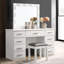 Tabouret de coiffeuse blanc brillant avec siège rembourré, design moderne pour le confort et le style dans n'importe quelle chambre à coucher ou vestiaire