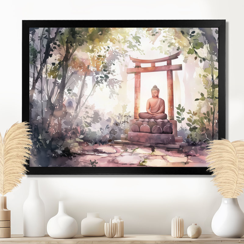 «Buddha Whispering Light Of Buddhism I - Buddhism», reproduction sur toile, H 12 po x l 20 po, Noir