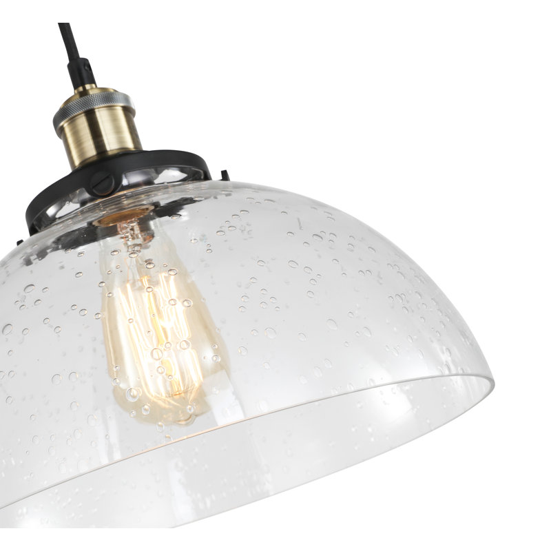 Luminaire suspendu pour dôme simple 1 lumières Pinnix, Laiton antique, Balle transparente usée