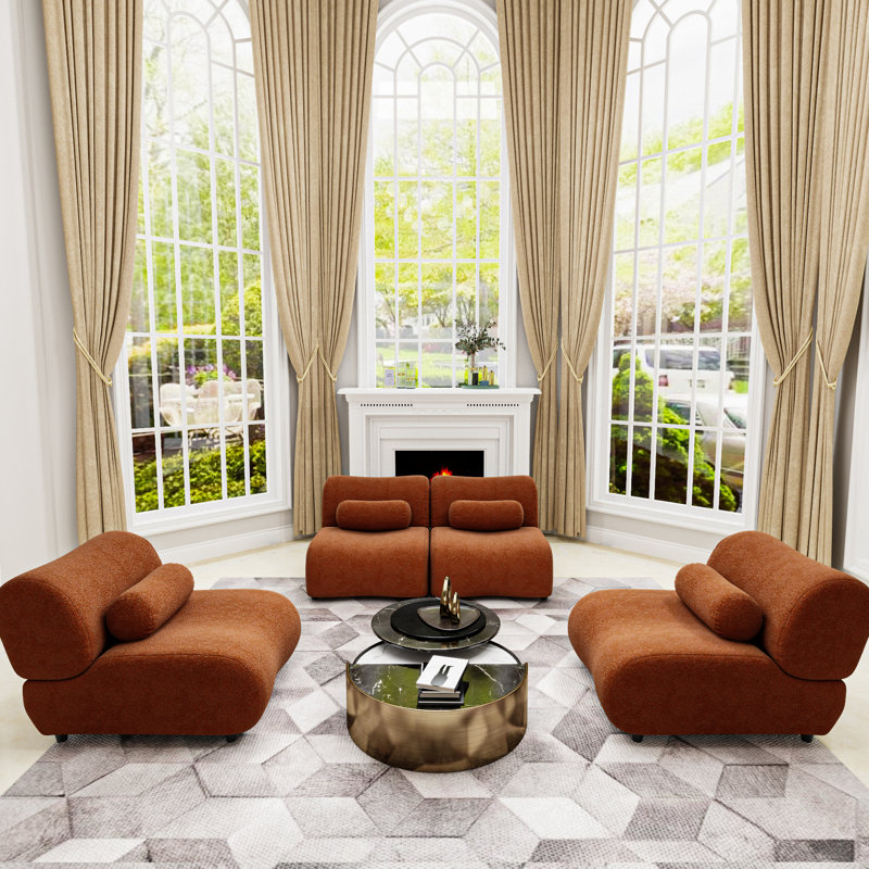 Chenille orange modulaire, apportant du confort à votre espace de vie audacieux et élégant pour les pièces