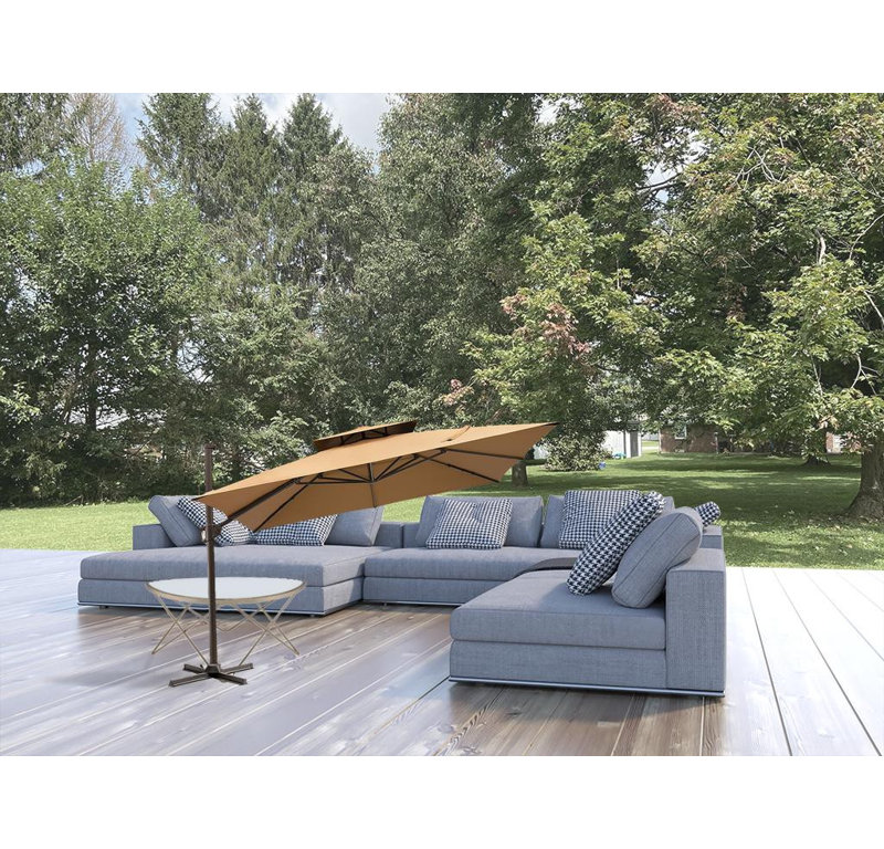 Parasol carré Haru, H 14,96 po x l 132 po x P 132 po, Brun clair