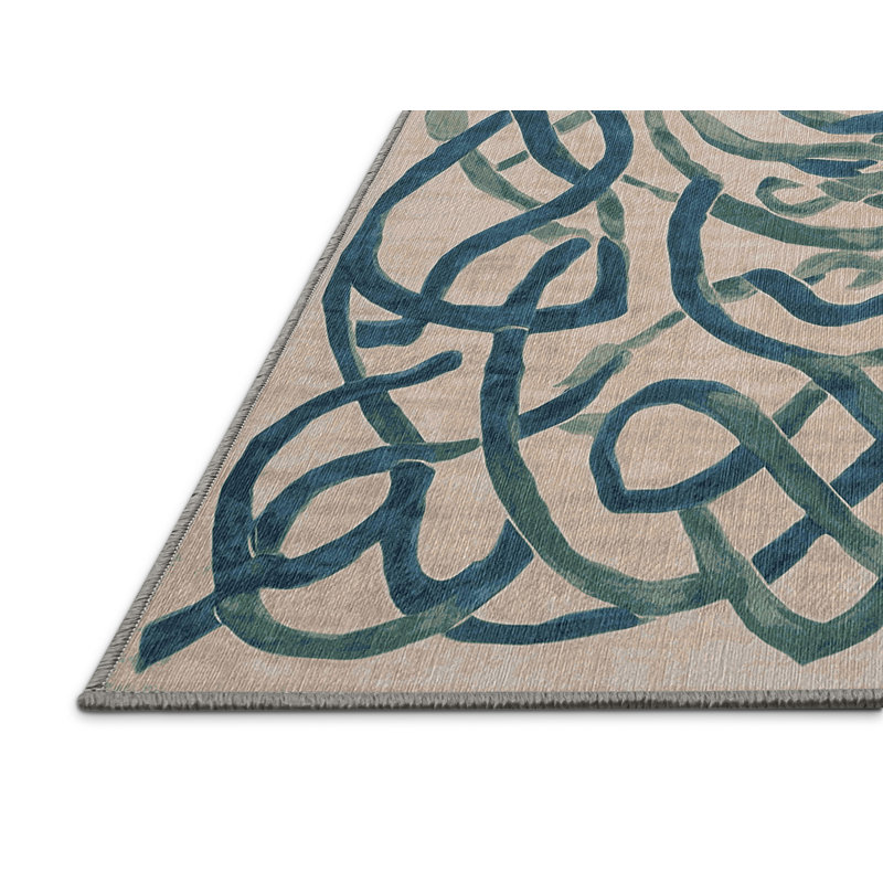Machine Washable Gray Area Rug, Rectangle 7' x 9'