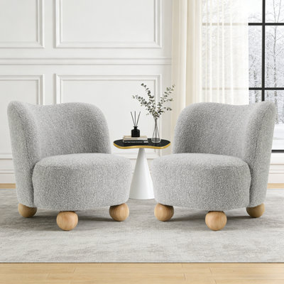 Fauteuil d'appoint 2 pièces avec dossier incurvé moderne et dossier en forme de boule Boule