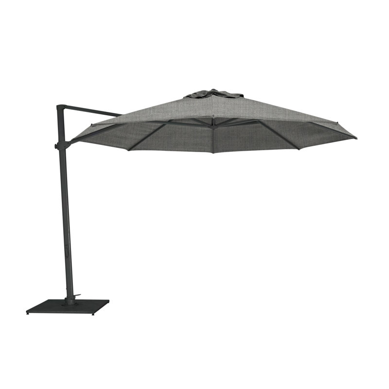 Pavone 11.5' Round Cantilever Umbrella (Grip Handle), Ash, Double Stack Metal Plate, Black