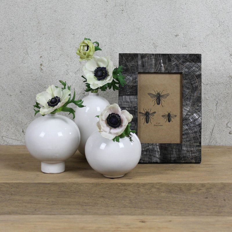 Simple Vases, Ceramic - Set Of 3  Sm: 4X4, Med: 4X4.5, Lrg:3X5