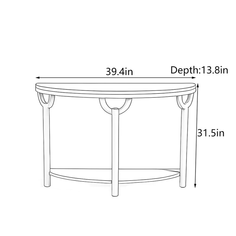Console d'entrée en bois massif de style Mid-Century, H 31,5 po x l 39,4 po x P 13,8 po