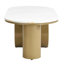 Table basse moderne de luxe 47,94 po avec tiroir de rangement, conception ovale, plateau en faux marbre, métal doré pour le salon, fabrication, pieds réglables, emballage sécuritaire