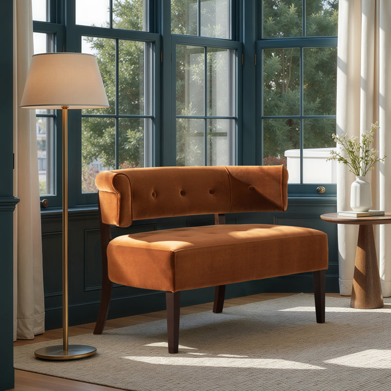 Ilithya 51'' Velvet Settee, Orange