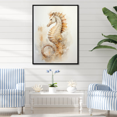 Hippocampe magique beige II sur toile