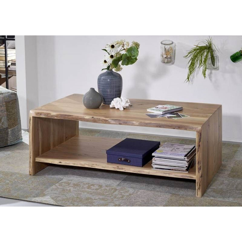Pure Acacia Solid Wood Frame Coffee Table, Natural Brown, H45 x L70 x W120cm