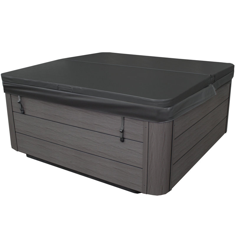 Gloss White and Grey 5-Person Rectangle Electric Hot Tub