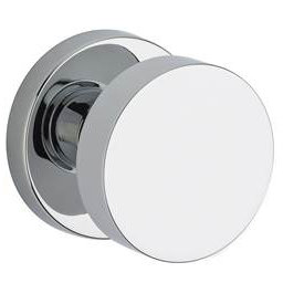 Contemporary Passage Door Knob with Contemporary Round Rose, Polished Chrome