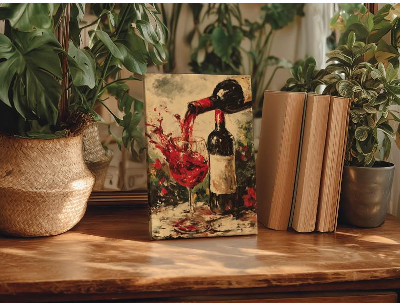 «Red Wine Pour», impression sur toile impressionniste, H 30 po x l 20 po