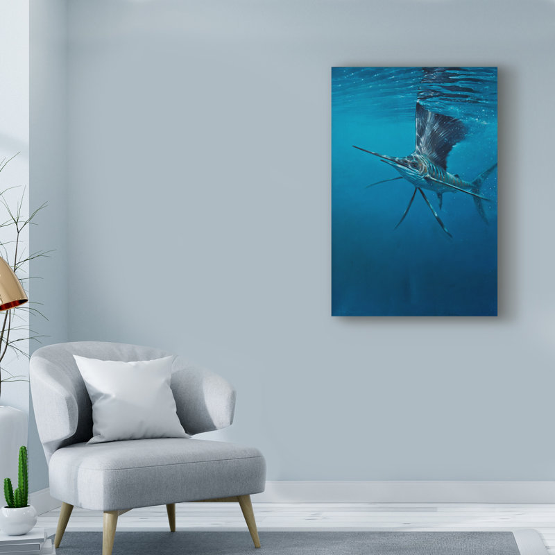 « sailfish », reproduction de peinture à l’acrylique sur toile tendue, H 47 po x l 30 po x P 2 po