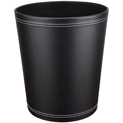 Decorative Leather Round Trash Bin
