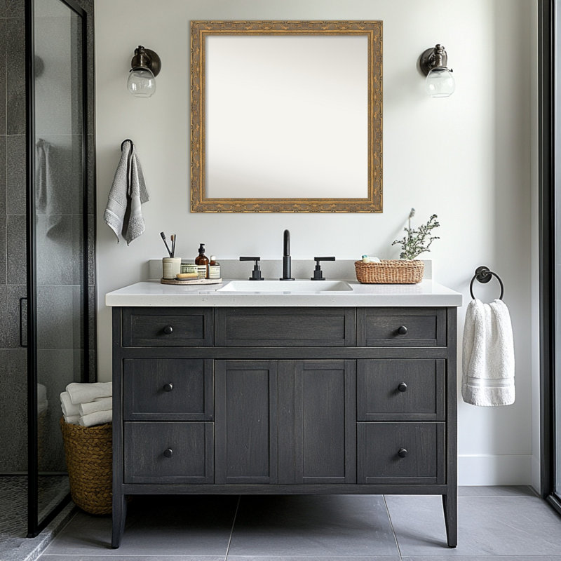 Miroir mural de salle de bain Filigree, Doré, 30,5 po x 30,5 po