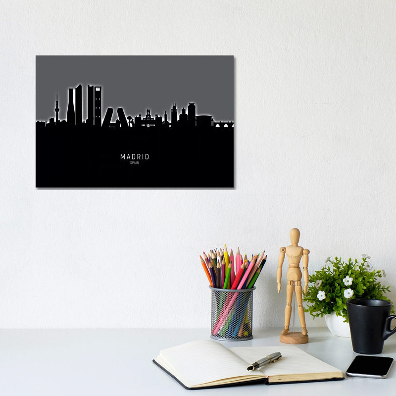Madrid Spain Skyline by Michael Tompsett - Wrapped Canvas Print, 20.32 cm H x 30.48 cm W