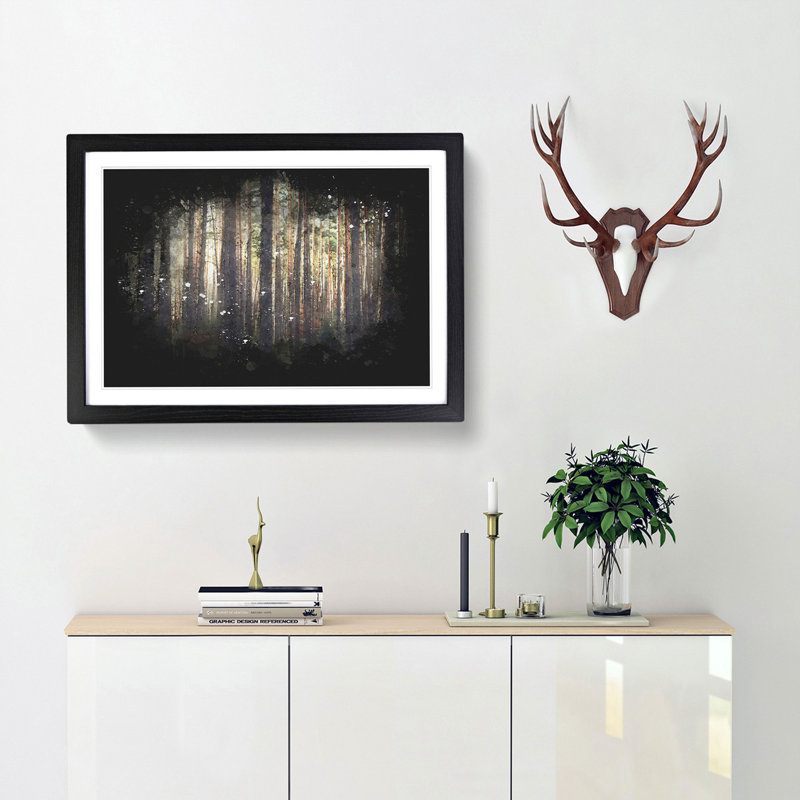 Pine Tree Forest in Spring - Picture Frame Graphic Art Print, 45cm H x 63cm W x 2cm D, Black Framed