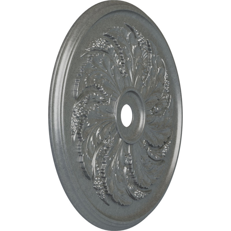 Médaillon de plafond Endurathane Shakuras, diamètre extérieur 47 5/8 po x P 2 po (pour auvents jusqu'à 6 1/2 po), finition argentée peinte à la main