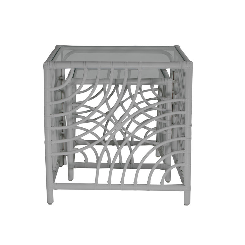 Swirl Glass Nesting End Table, Light Gray