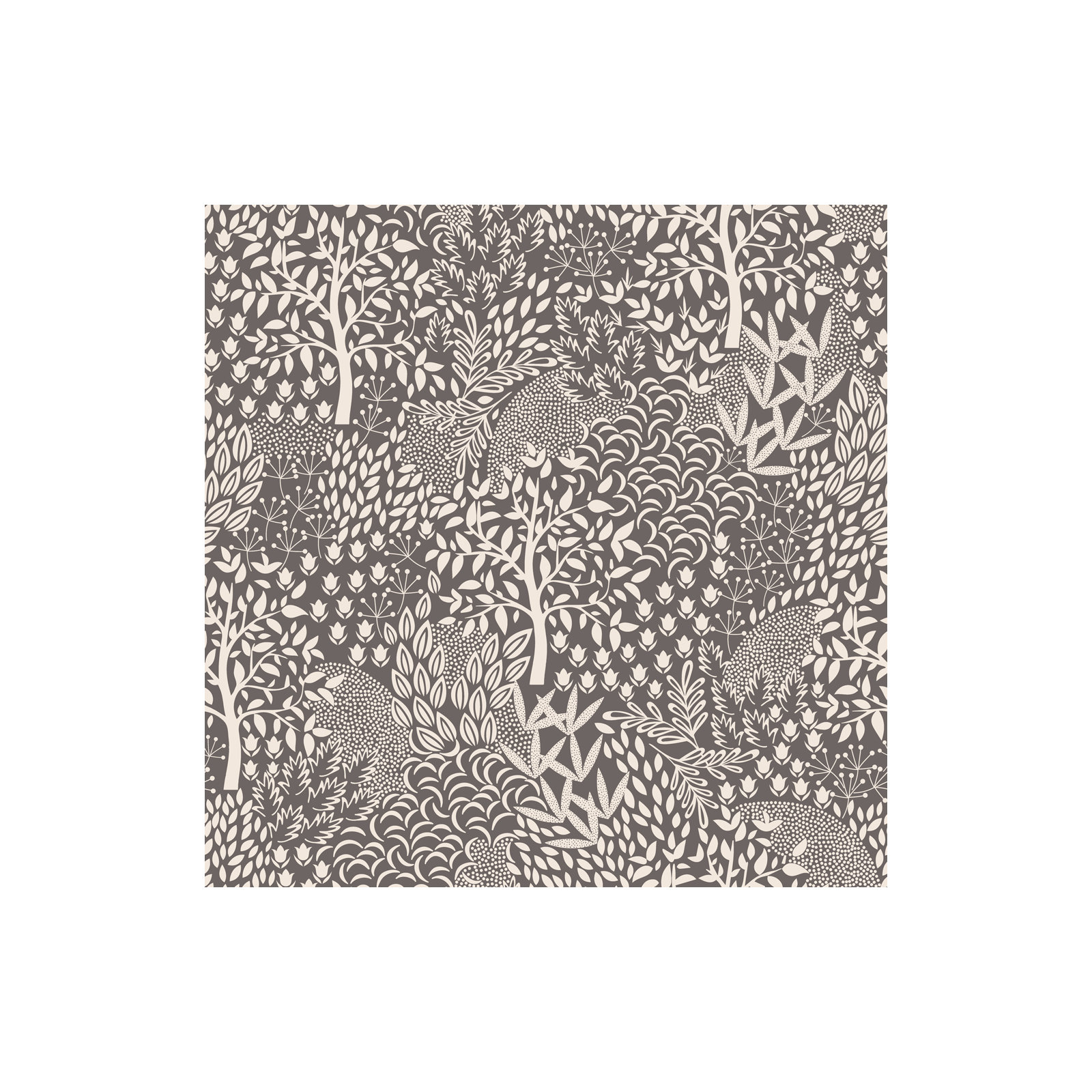 Woodland Fantasy Peel and Stick Wallpaper, Gray