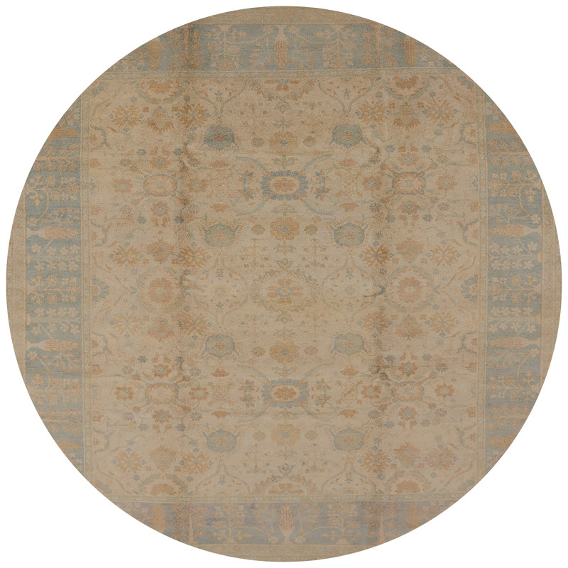 Tapis beige / bleu Leighann, Rond 7 pi