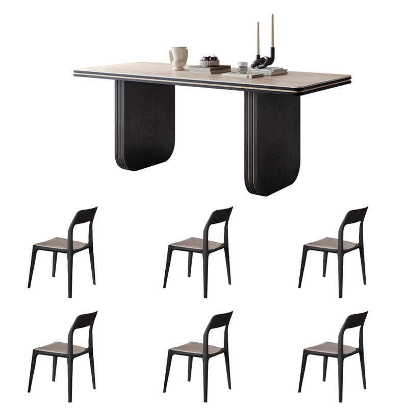 Vintage high-end rectangular dining table set, 29.5"H x 63"L x 31.5"W
