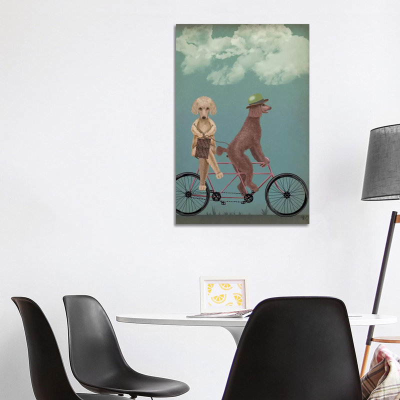 Poodle Tandem by Fab Funky - Wrapped Canvas Gallery-Wrapped Canvas Giclée, 101.6 cm H x 66.04 cm W x 3.175 cm D