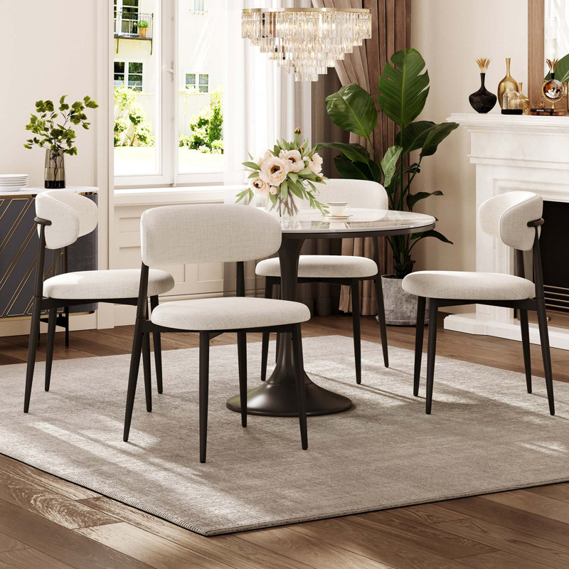 Ensemble de 2 chaises de salle à manger modernes en métal avec revêtement en tissu