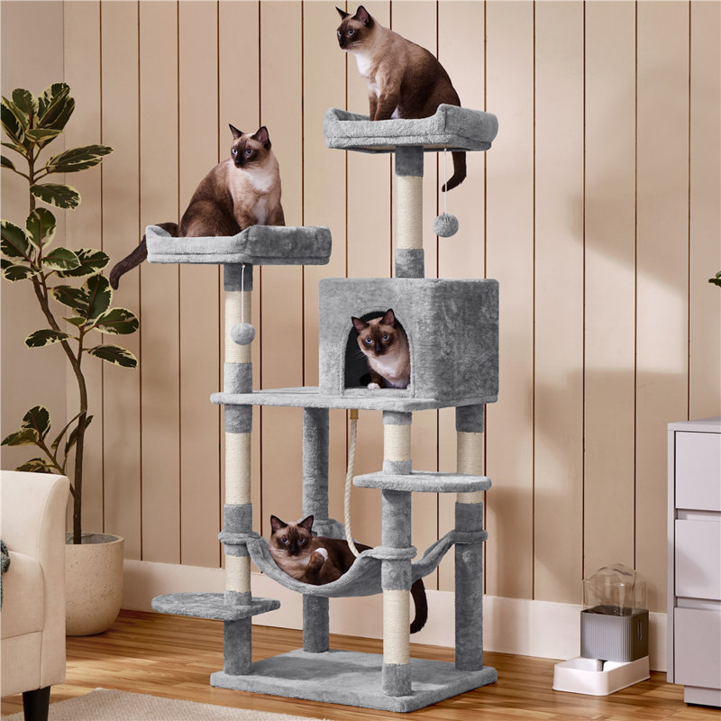 Multilevel 150cm Cat Tree, Light Grey