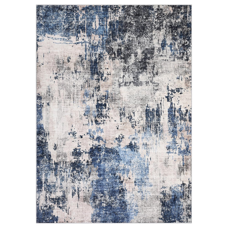 Tapis d'intérieur rétro 9 x 12 pour salle de bain, Bleu, Rectangle 9 pi x 12 pi