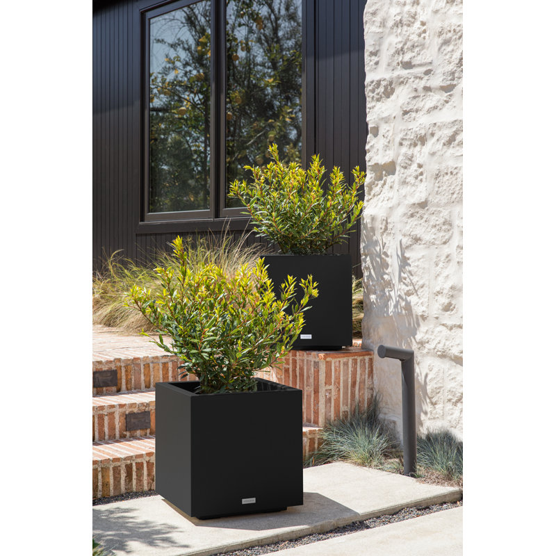 Block Series Cube Planter, Black, 18.25" H x 17" W x 17" D