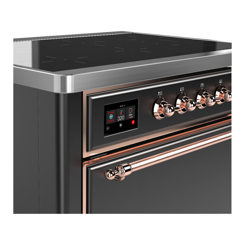 Cuisinière à induction 36 pouces avec 6 éléments à induction en graphite mat Majestic III Series (garniture cuivre), Cuivre