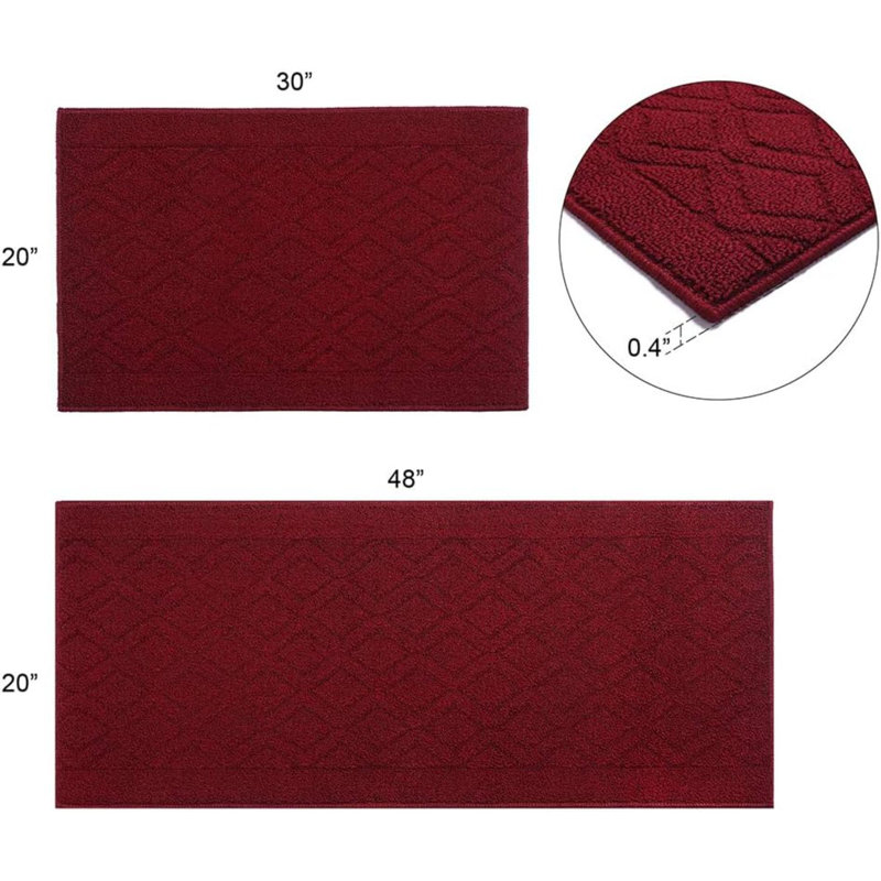 Tapis de cuisine 100% polypropylène 2 pièces Tapis de cuisine doux spécialisé dans les tapis antidérapants et lavables à la machine