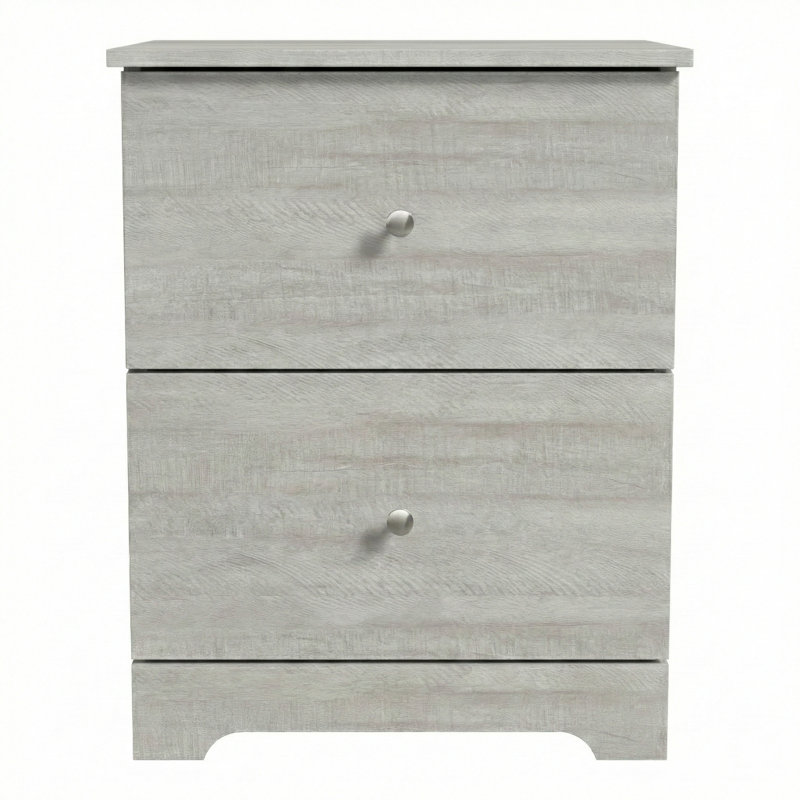 Blaklee Modern 23.7" 2-Drawer Nightstand, Dusty Gray Oak, Individual