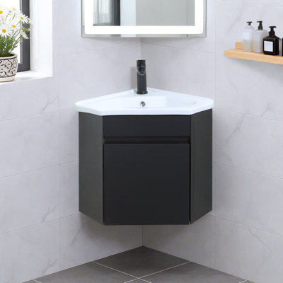 Isyss 30'' Blue Modern Free-standing Single Bathroom Vanity with Ceramic Vanity Top & Shelves