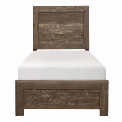 Rustic Brown Finish 1Pc Twin Size Bed Panel Headboard Footboard Wooden Bedroom Furniture(Only Bed)
