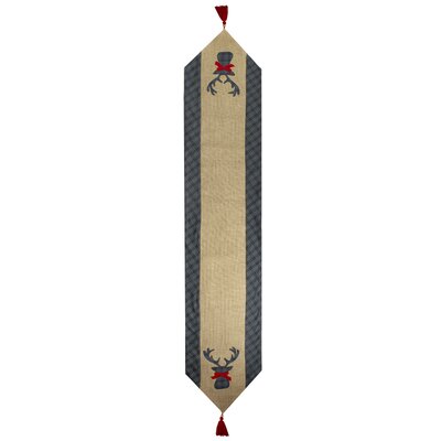 Red and Brown Burlap and Plaid Reindeer Christmas Table Runner -  Northlight Seasonal, NORTHLIGHT LT90719