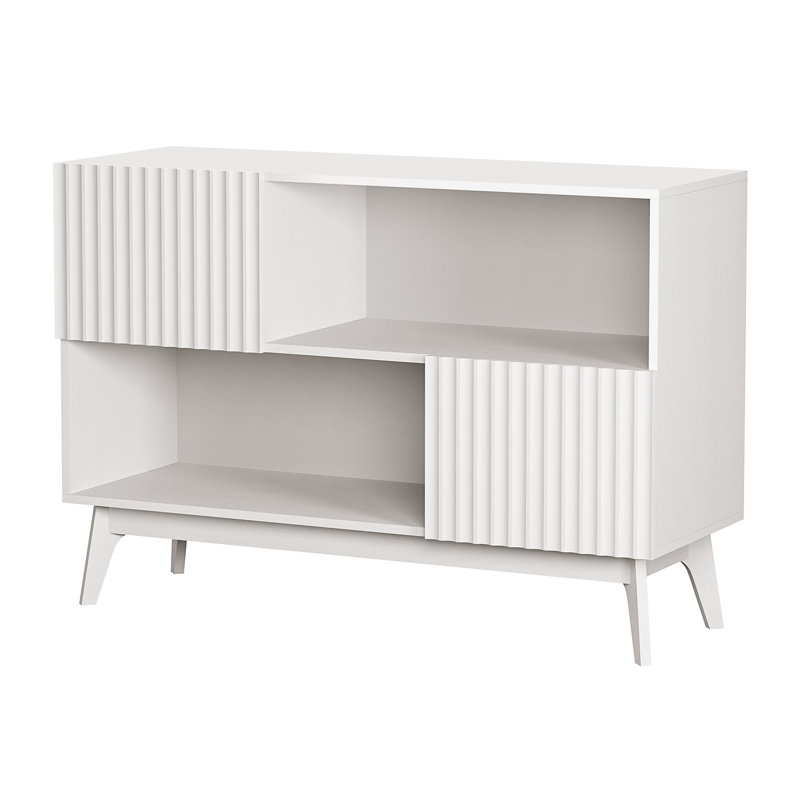  Armoire de rangement 39,3 po Mid-Century avec rangement, pieds en bois massif - blanc, Blanc