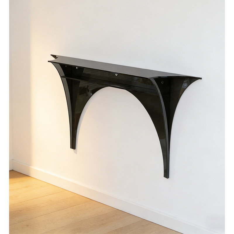Console à tablette murale contemporaine avec silhouette arquée artistique, H 23,62 po x l 39,37 po x P 7,87 po, Noir