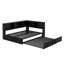 Lit de jour pleine grandeur avec lit gigogne et armoires de rangement, structure de lit d'angle en forme de L en métal avec ports USB-1034636116