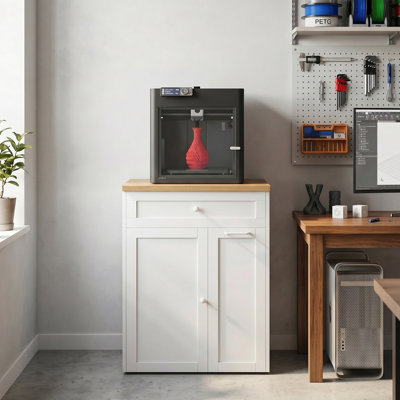 3D Printer Stand with Filament Storage and Built-In Outlets, Heavy-Duty 3D Printer Table with Adjustable Shelf and Drawer, File Cabinet