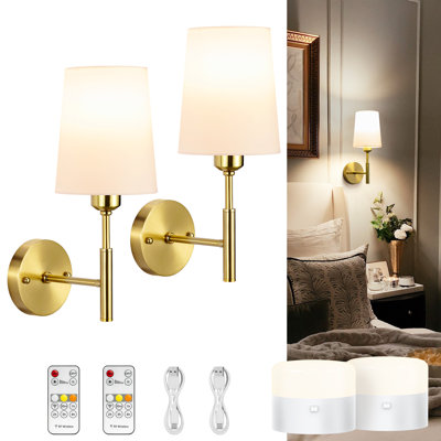 Wall Sconces Set Of Two, Battery Operated Wall Sconce With Remote, Rechargeable Wall Sconce With 13000mah Magnetic Bulbs, Wireless Dimmable Wall Lamp/lights For Bedroom Living Room Hallway