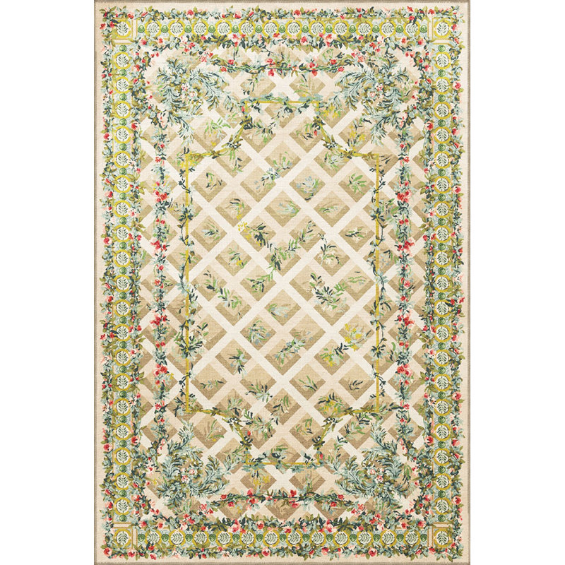 Tapis décoratif multicolore à motif de fleurs et de lierre, Rectangle 3 pi 3 po x 4 pi 11 po