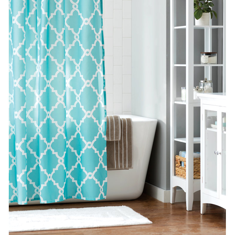 Kromer Geometric Shower Curtain, 72" H x 72" W, Aqua
