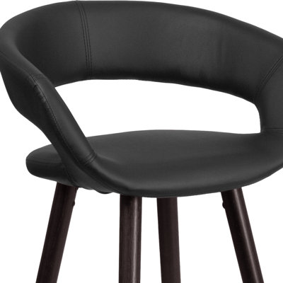 Palafox Contemporary Vinyl Counter & Bar Height Stool with Cappuccino Wood Frame