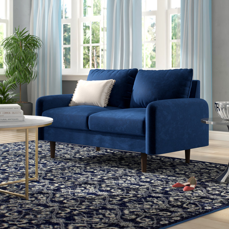 Chrisann 58" Round Arm Sofa Loveseat, Rose