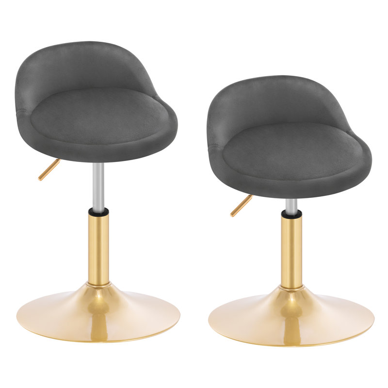 Sunizona Upholstered Adjustable Height Counter Stool with Metal Frame, in Grey, Golden