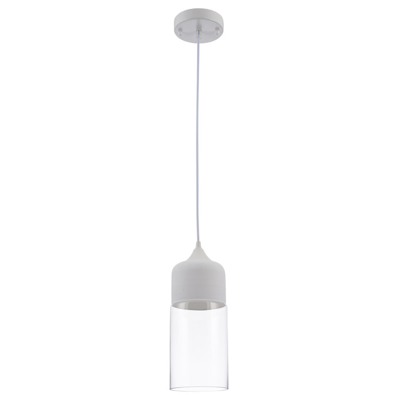 Luminaire suspendu en verre 1 lumière Clogh, Blanc mat