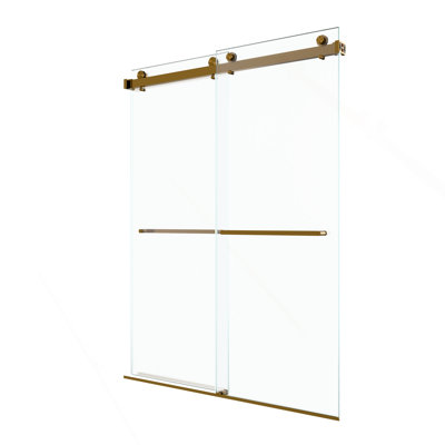 56"-60"W x 80"H Frameless Double Sliding Shower Door, 3/8 inches (10mm) Thick SGCC Tempered Glass Door, Brushed Gold